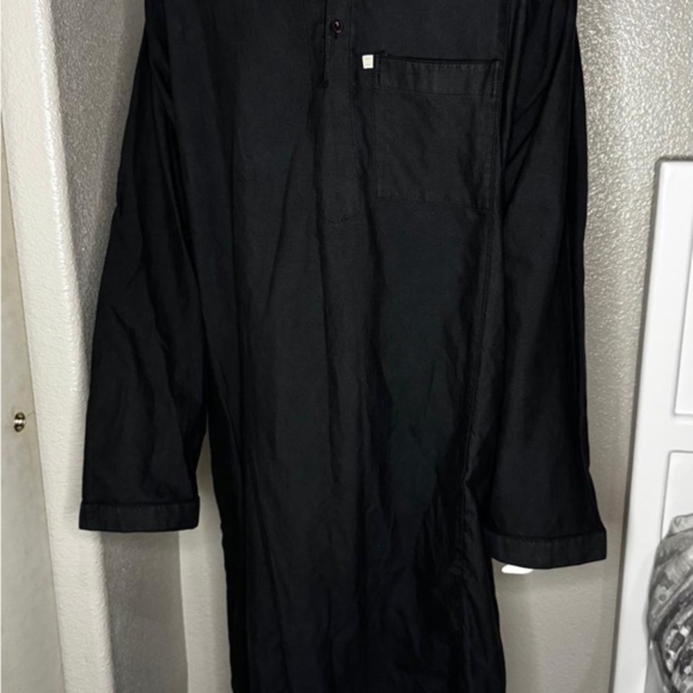 Willow Black Full-Length Kaftan with Long Sleeves